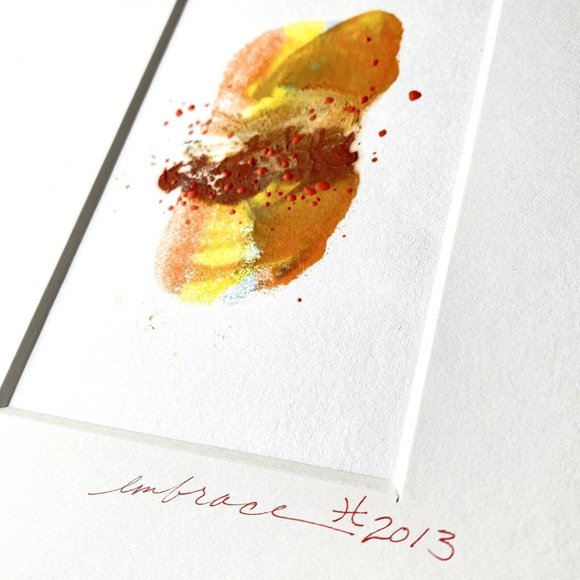 Original Art ‘Embrace’ Encaustic Wax Painting Matted 14”x11" Frame Ready - Picture 4 of 5